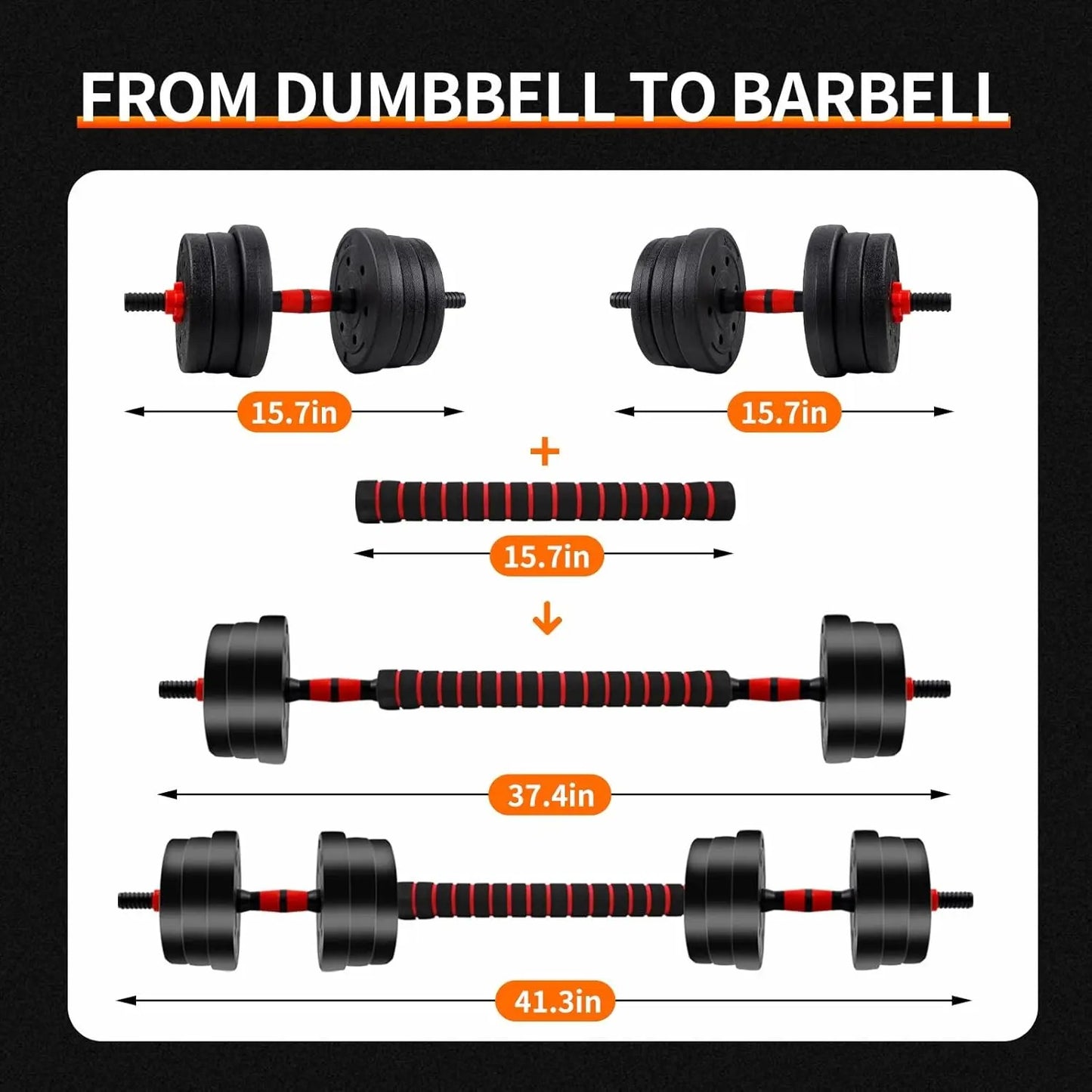 FlexPower 5-in-1 Adjustable Dumbbell & Barbell Set – 44LB Home Gym System